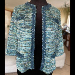 Chico's Green Blue Multi Color Chanel Blazer 2